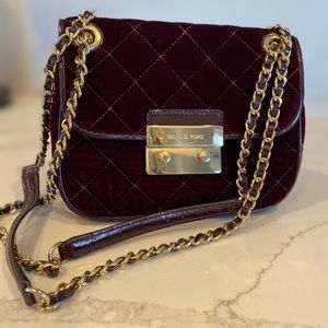 Michael kors maroon velvet crossbody/ shoulder bag